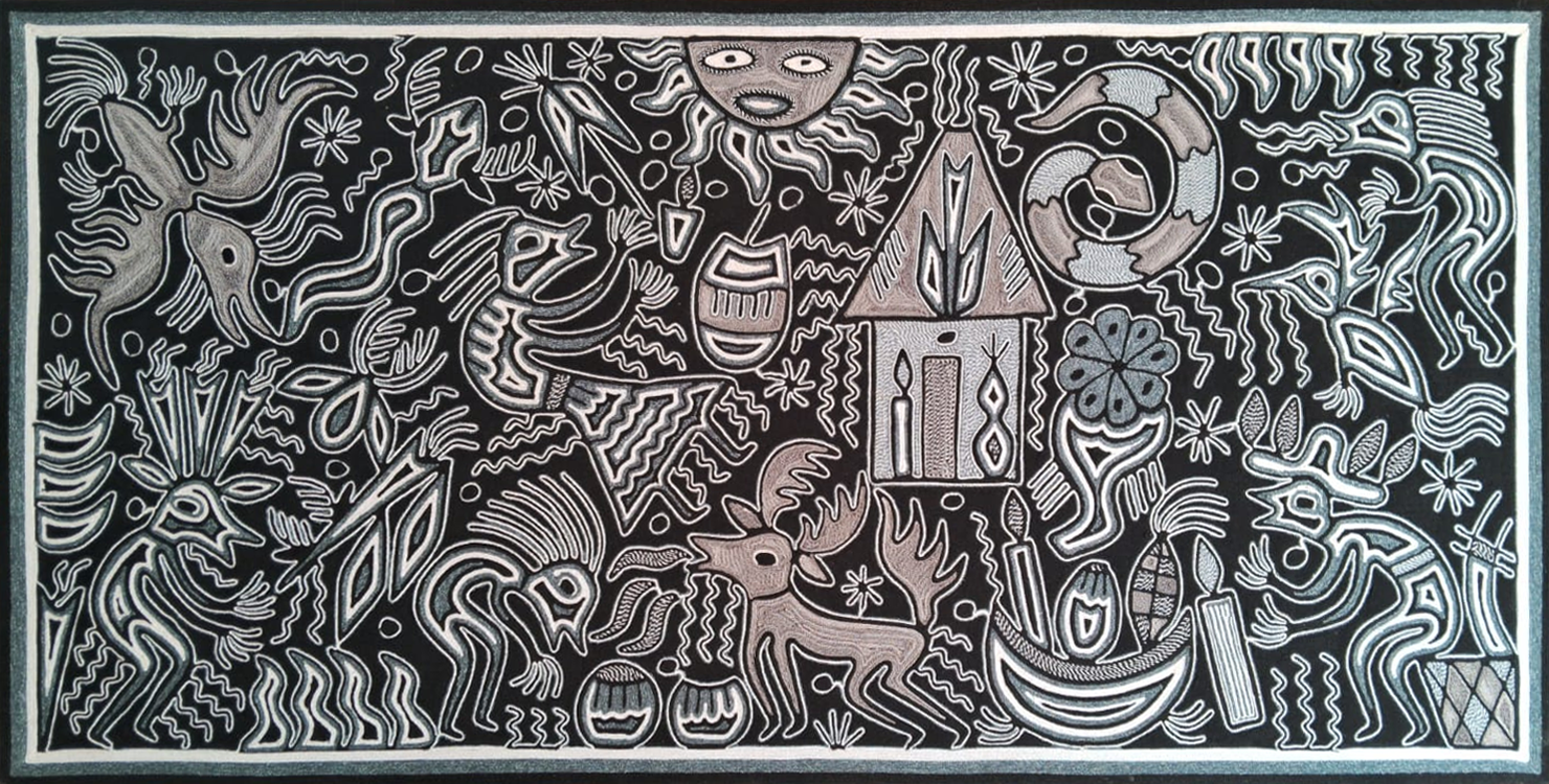 Cuadro Huichol 60cm x 120cm