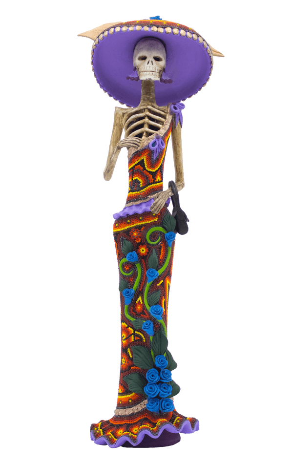 Escultura de catrina enchaquirada