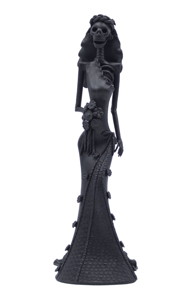 Escultura de catrina novia hecha con cerámica