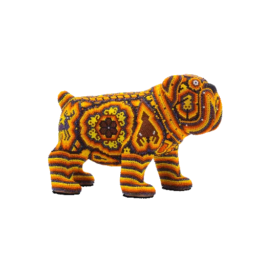 Figura de bulldog con chaquira