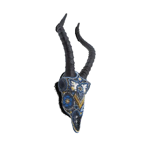 Figura cabeza de chivo grande con chaquira