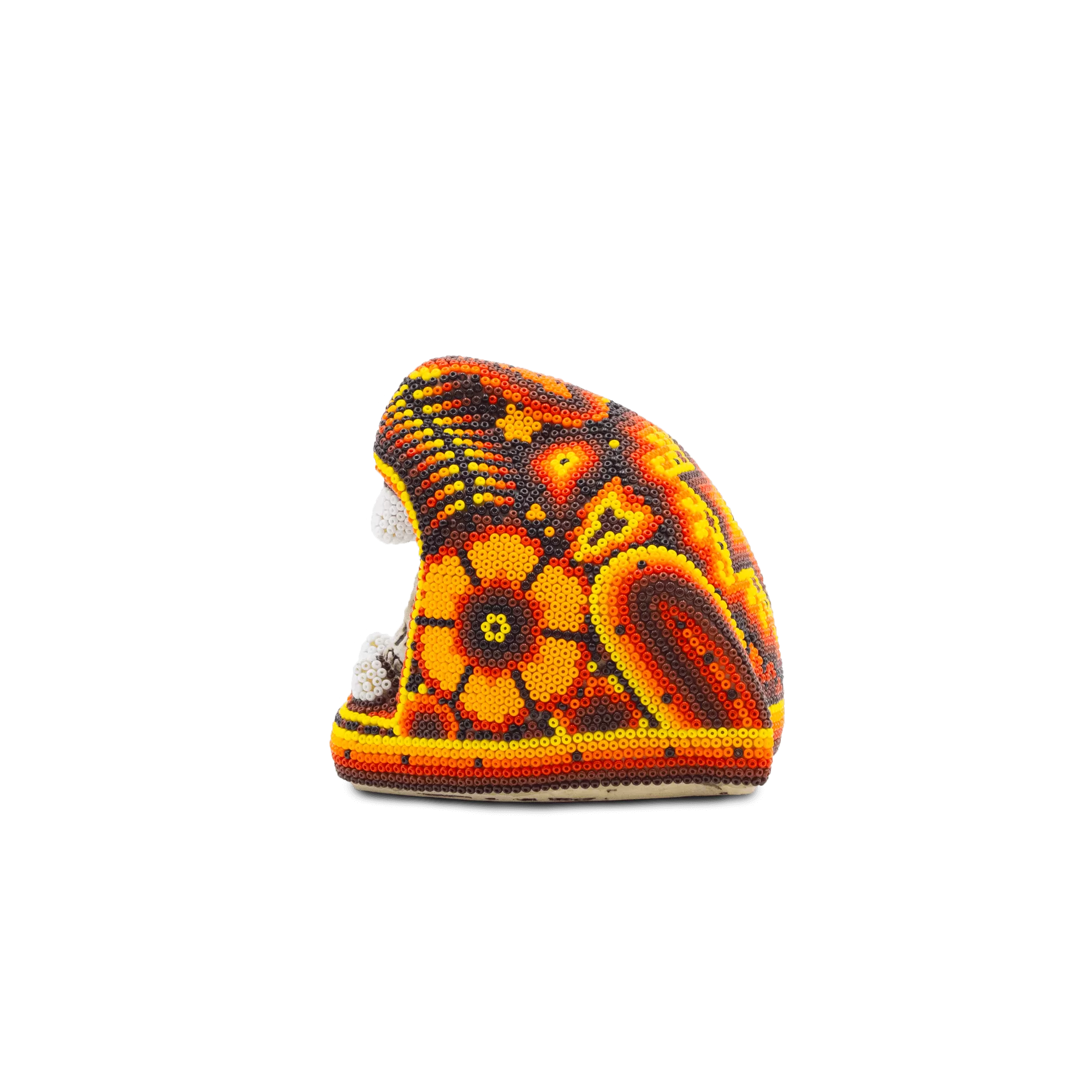 Figura de cabeza de jaguar chica arte huichol