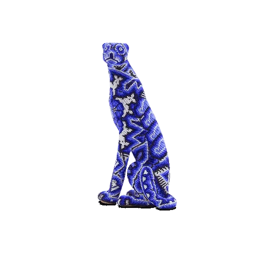 Figura de chita con arte huichol