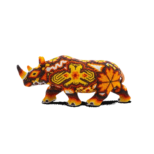 Figura de rinoceronte huichol aguila de dos cabezas