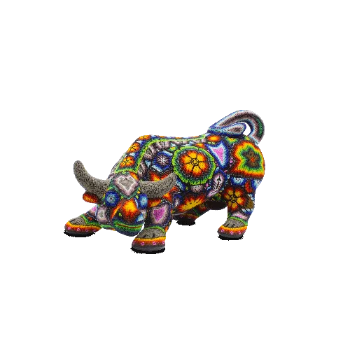 Figura de toro enojado huichol